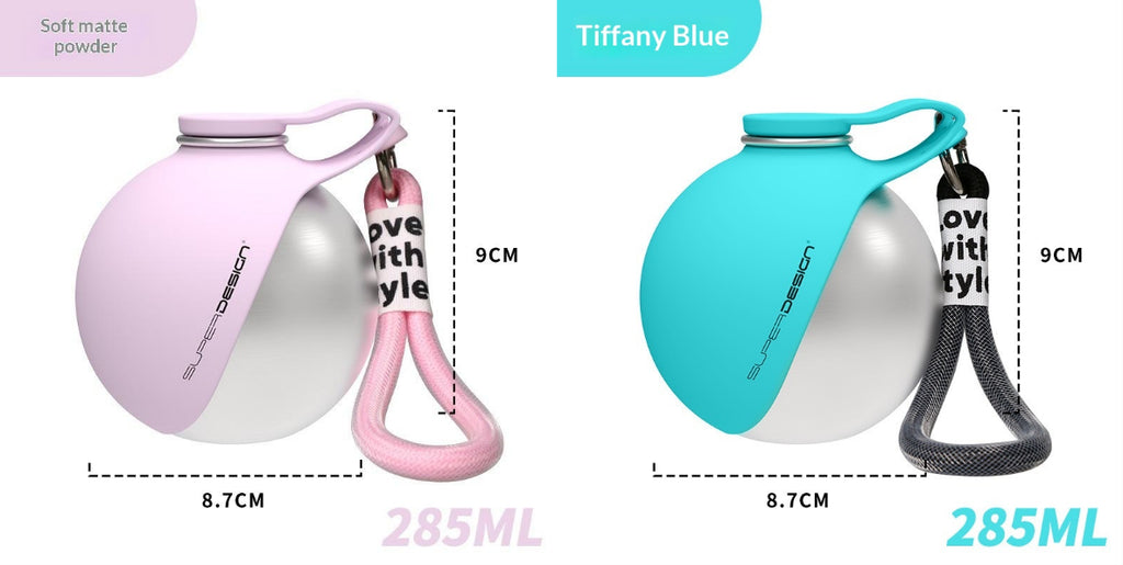 Botella portátil para perros en color azul y rosa