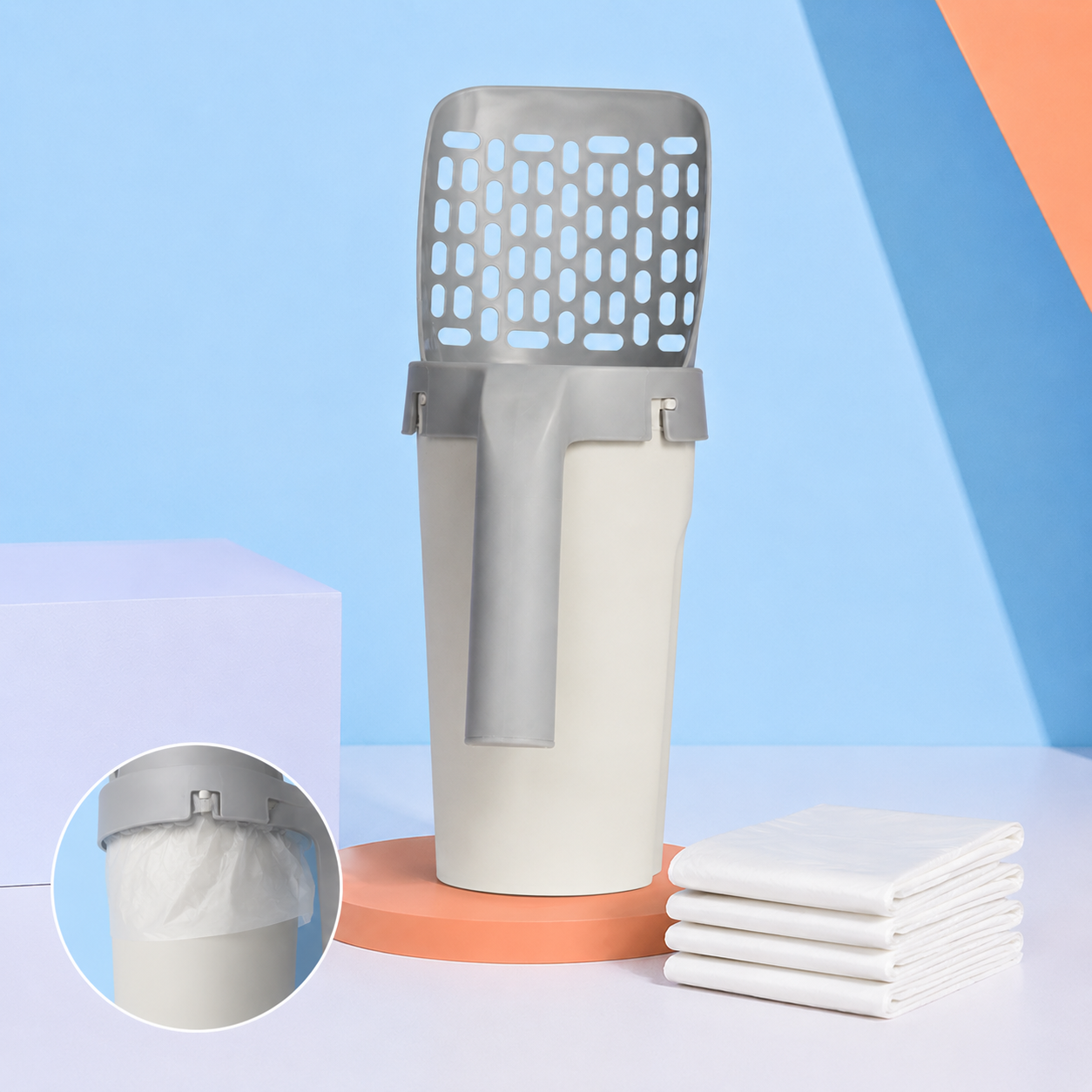 Recogedor de Arena para Gatos con Bandeja Integrada