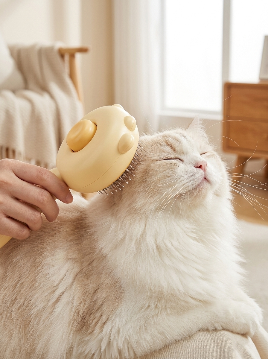Peine Masajeador Autolimpiable para Perros y Gatos