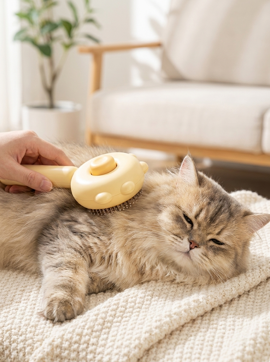 Peine Masajeador Autolimpiable para Perros y Gatos